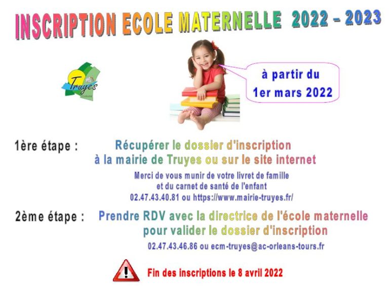 Ecole Maternelle Inscriptions Rentrée 20222023 Ville De Truyes